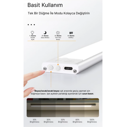 Amberio™ Akıllı Hareket Sensörlü LED Lamba – Şıklığı ve Işığı Evinize Getirin